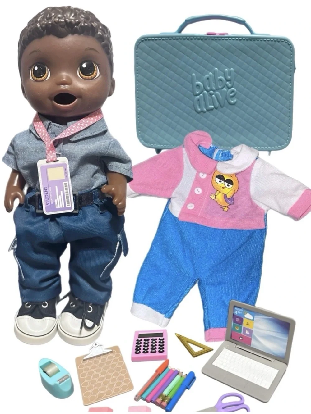 Baby Alive School Play Doll Set with Pink & Blue Outfit